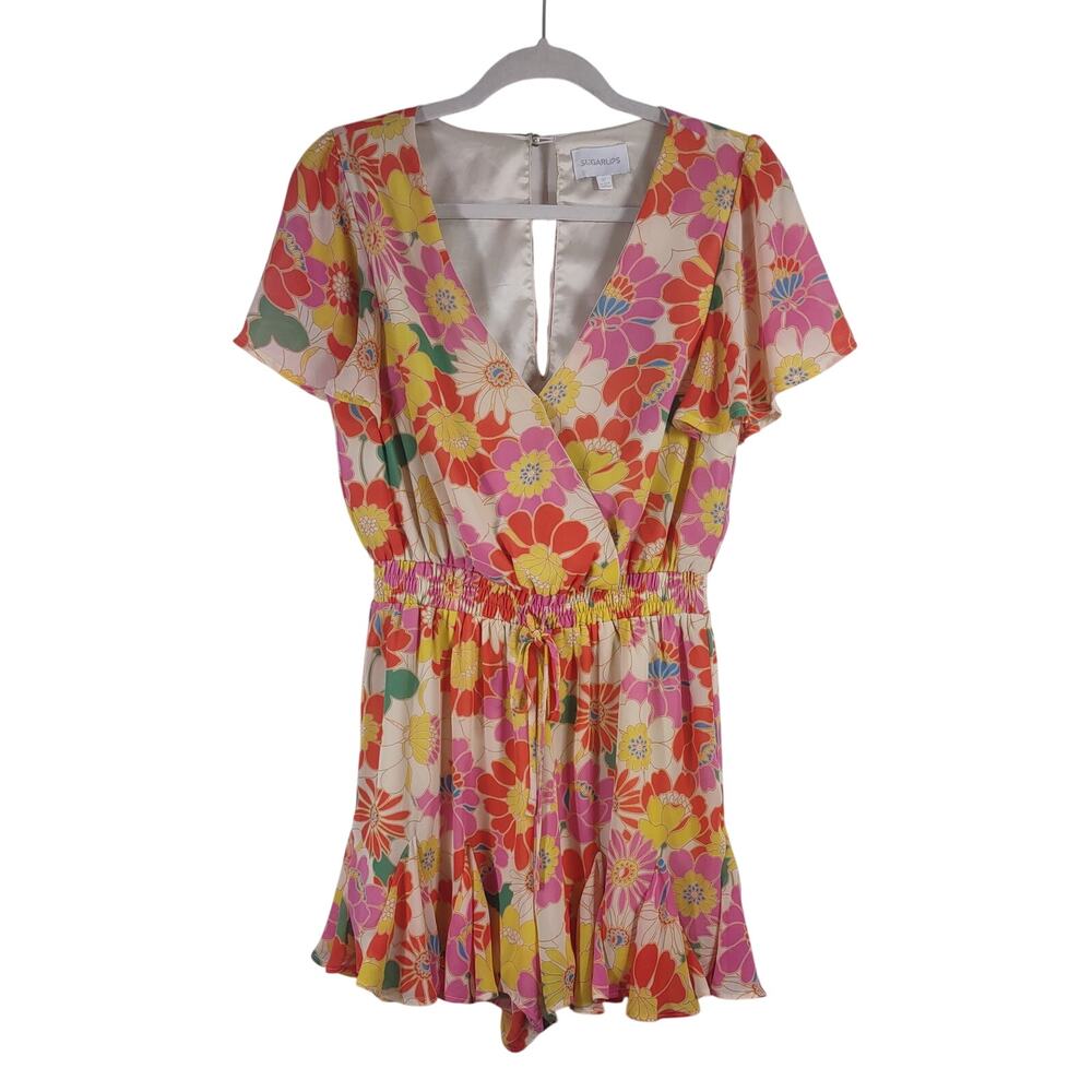 Sugar Lips Floral Romper, Size Medium